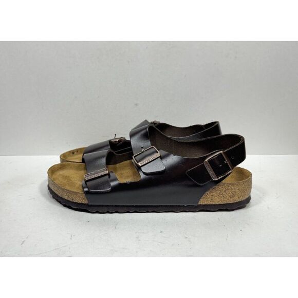 Birkenstock Soft Footbed Milano Sandals Brown Leather Slip On Casual Men’s Sz 12 - Picture 3 of 8